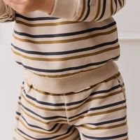 Organic Cotton Jalen Short - Raynor Stripe Pale Khaki Childrens Short from Jamie Kay USA