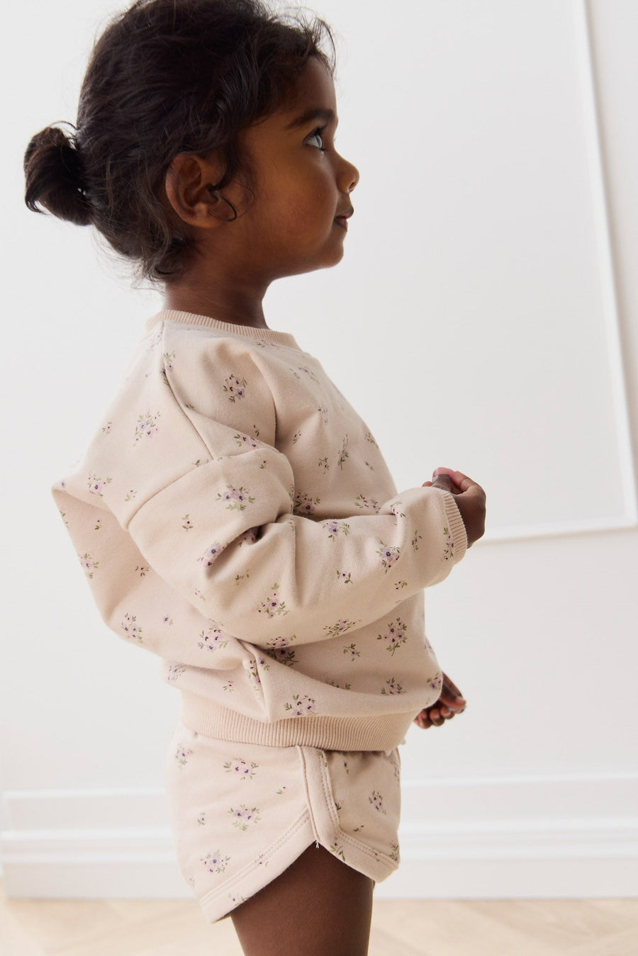 Organic Cotton Bobbie Sweatshirt - Goldie Bouquet Pink Tint Childrens Top from Jamie Kay USA