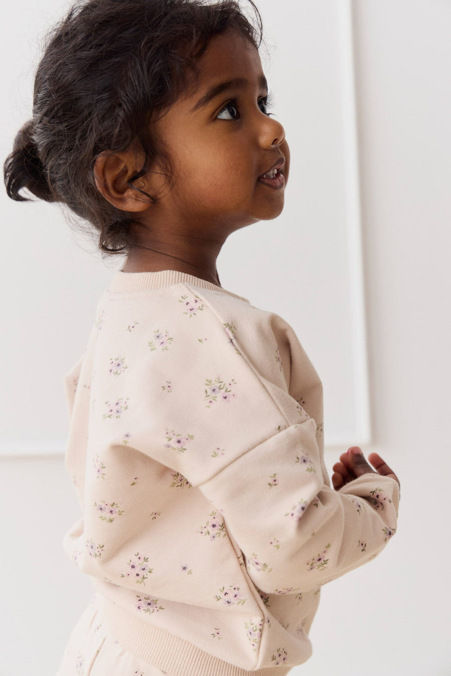 Organic Cotton Bobbie Sweatshirt - Goldie Bouquet Pink Tint Childrens Top from Jamie Kay USA