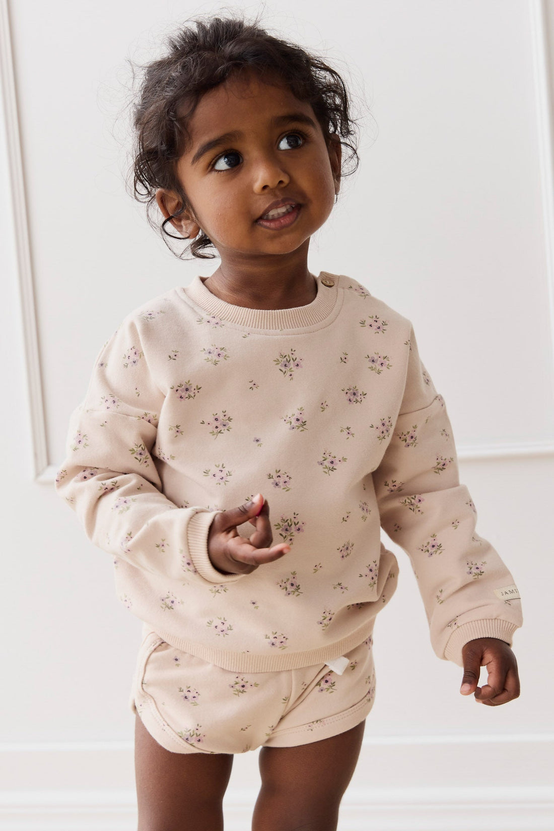 Organic Cotton Bobbie Sweatshirt - Goldie Bouquet Pink Tint Childrens Top from Jamie Kay USA