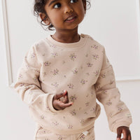 Organic Cotton Bobbie Sweatshirt - Goldie Bouquet Pink Tint Childrens Top from Jamie Kay USA