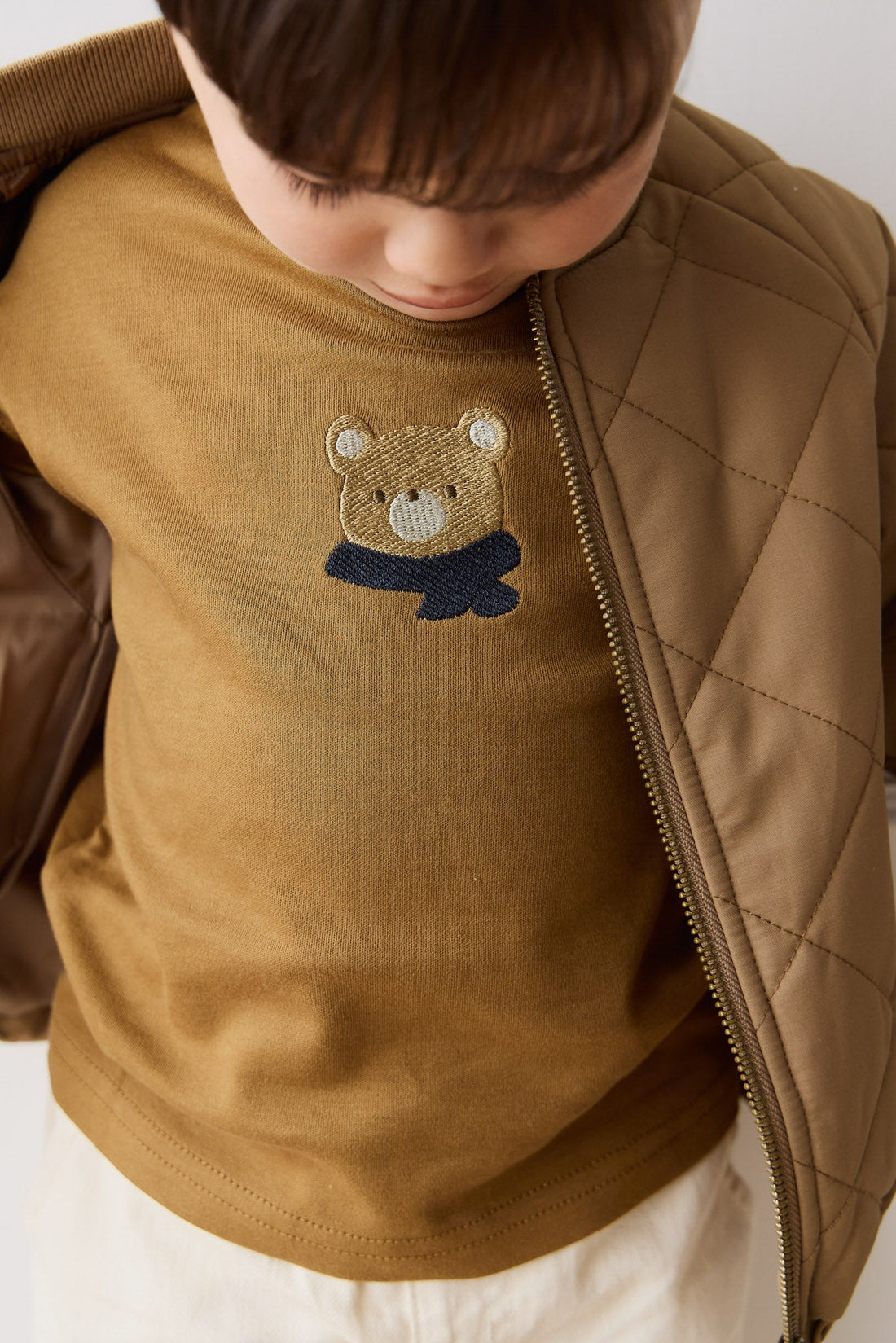 Pima Cotton Hunter Tee - Autumn Bronze Cosy Bobbie Childrens Top from Jamie Kay USA