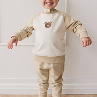 Organic Cotton Jalen Track Pant - Biscuit Childrens Pant from Jamie Kay USA