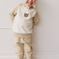 Organic Cotton Jalen Track Pant - Biscuit Childrens Pant from Jamie Kay USA