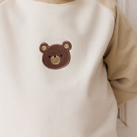 Organic Cotton Tao Sweatshirt - Biscuit/Cloud Bobbie Bear Childrens Top from Jamie Kay USA