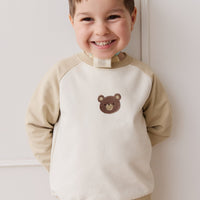 Organic Cotton Tao Sweatshirt - Biscuit/Cloud Bobbie Bear Childrens Top from Jamie Kay USA