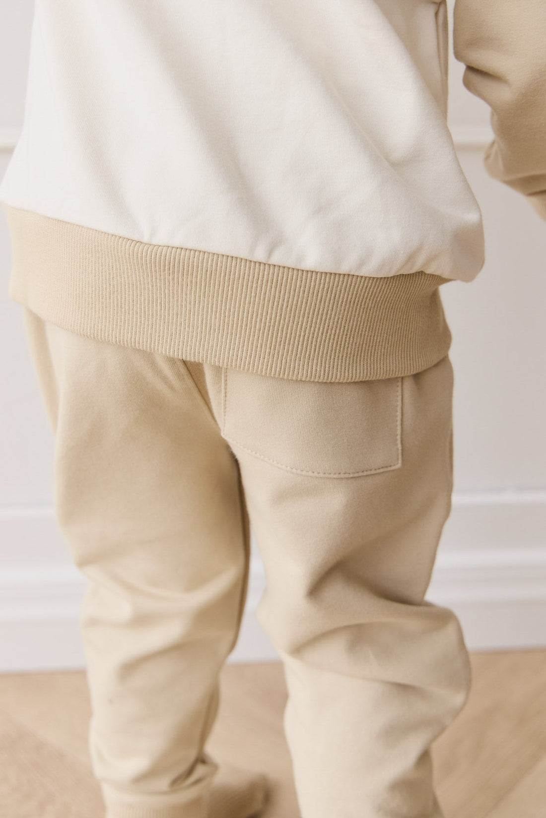 Organic Cotton Jalen Track Pant - Biscuit Childrens Pant from Jamie Kay USA