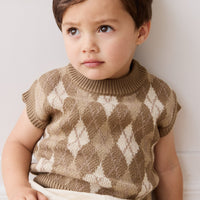 Marcus Knit Vest - Marcus Jacquard Pecan Childrens Vest from Jamie Kay USA