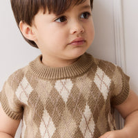 Marcus Knit Vest - Marcus Jacquard Pecan Childrens Vest from Jamie Kay USA