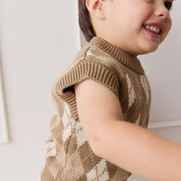 Marcus Knit Vest - Marcus Jacquard Pecan Childrens Vest from Jamie Kay USA