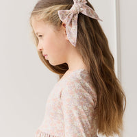 Organic Cotton Bow - Chloe Mauve Childrens Hair Bow from Jamie Kay USA