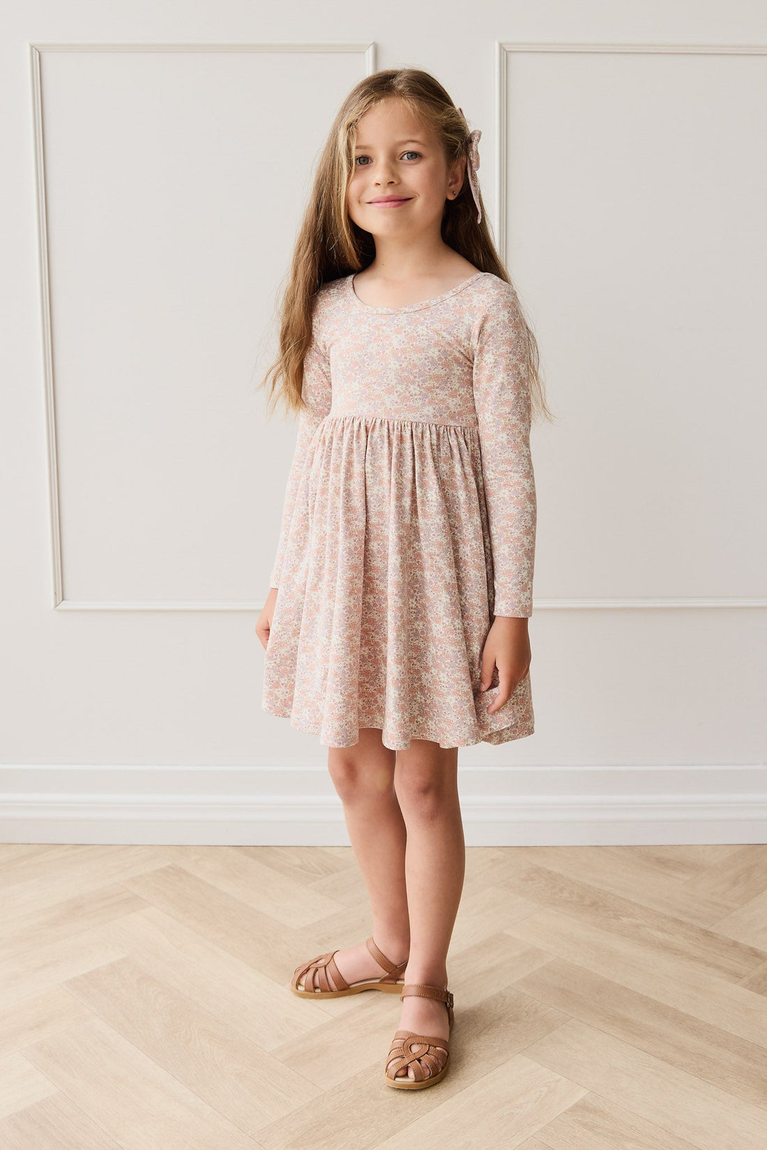 Organic Cotton Tallulah Dress - Chloe Mauve Childrens Dress from Jamie Kay USA