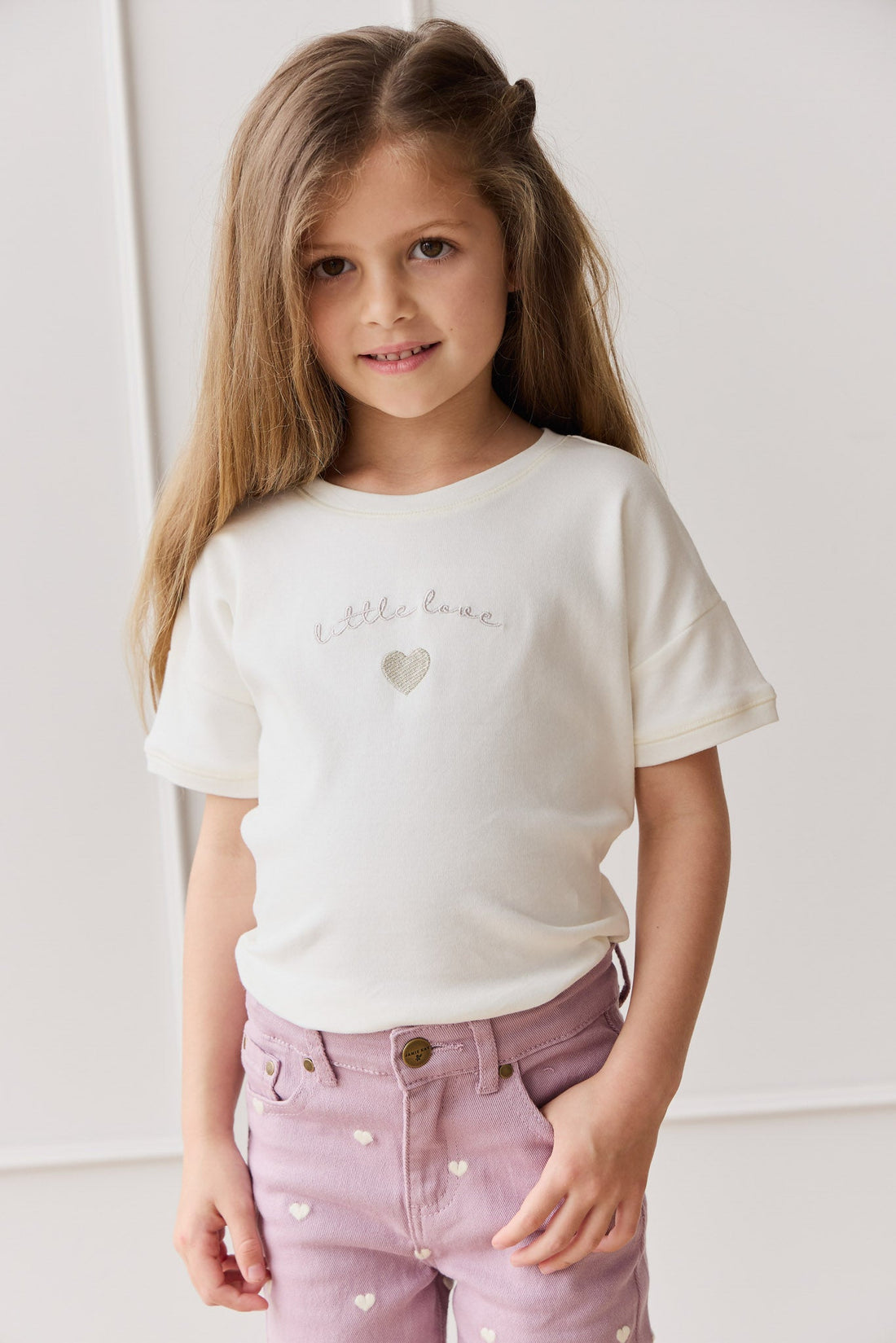 Pima Cotton Mimi Top - Parchment Little Love Violet Childrens Top from Jamie Kay USA