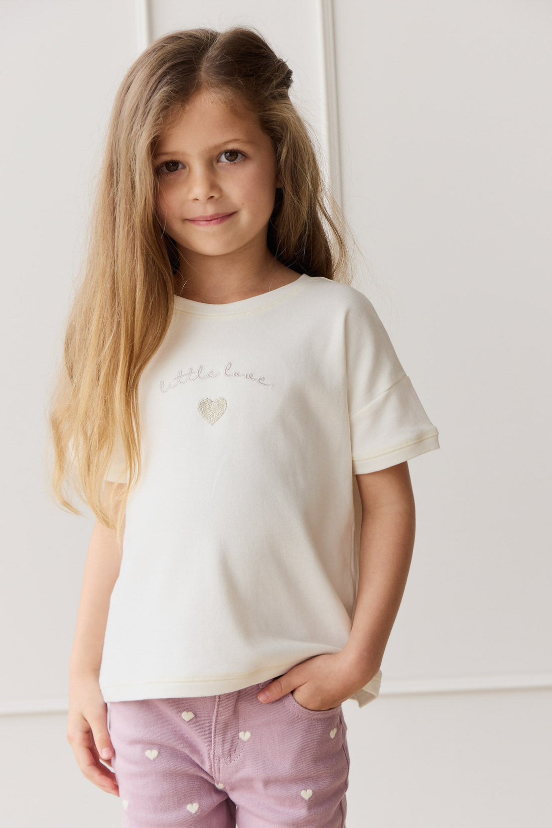 Pima Cotton Mimi Top - Parchment Little Love Violet Childrens Top from Jamie Kay USA