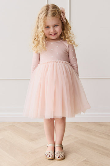 Anna Tulle Dress - Petite Heart Old Rose Childrens Dress from Jamie Kay USA