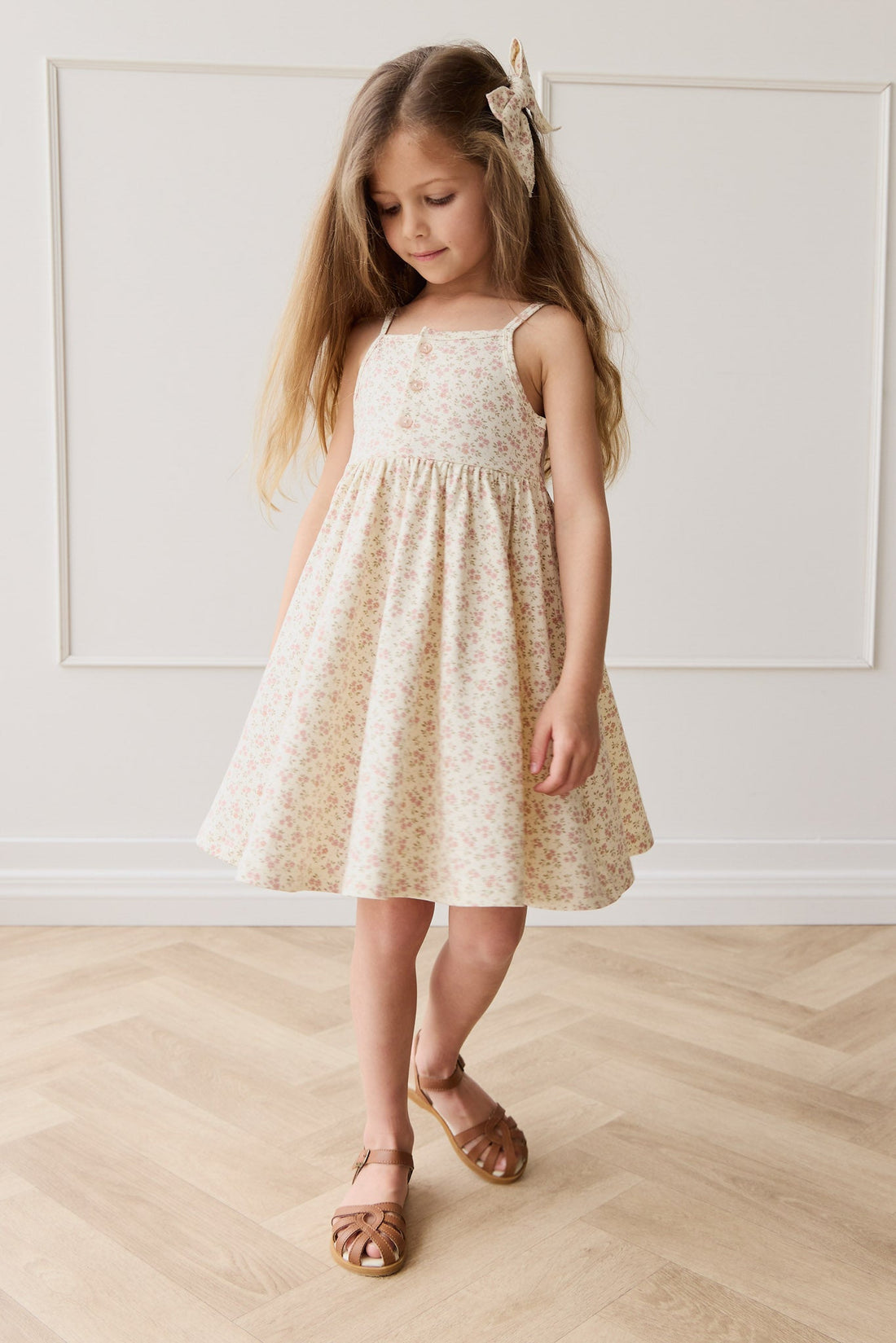 Organic Cotton Quinn Dress - Rosalie Field Blush Childrens Dress from Jamie Kay USA