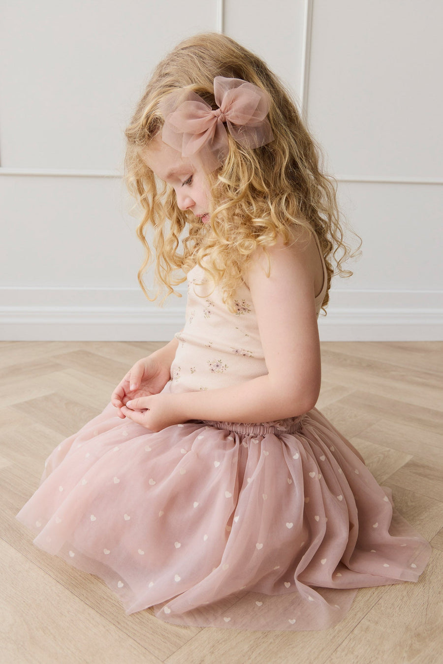 Lottie Skirt - Petite Heart Rose Smoke Childrens Skirt from Jamie Kay USA