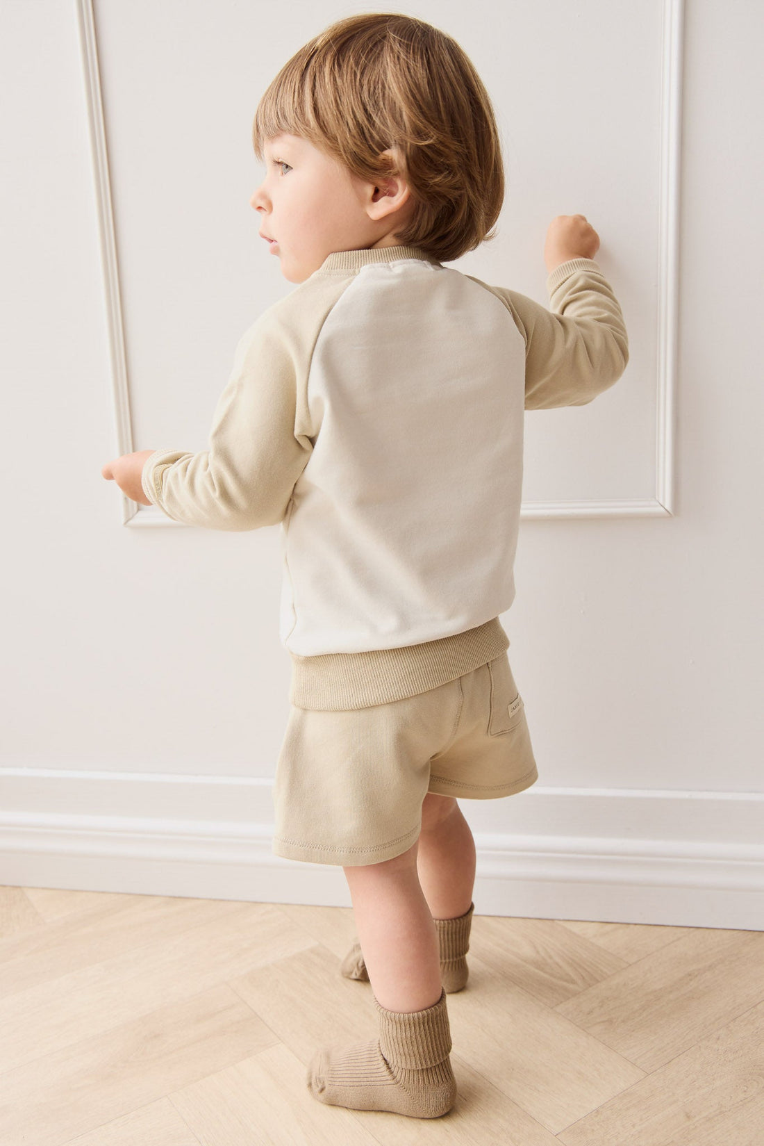 Organic Cotton Tao Sweatshirt - Biscuit/Cloud Bobbie Bear Childrens Top from Jamie Kay USA