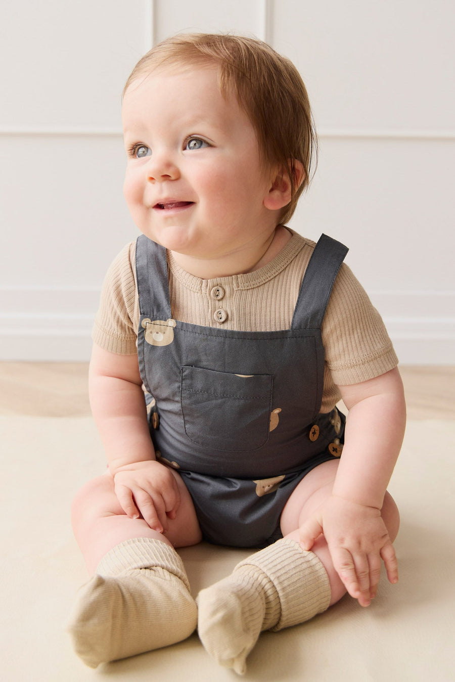 Organic Cotton Robin Playsuit - Bobbie Bears Shadow Childrens Playsuit from Jamie Kay USA