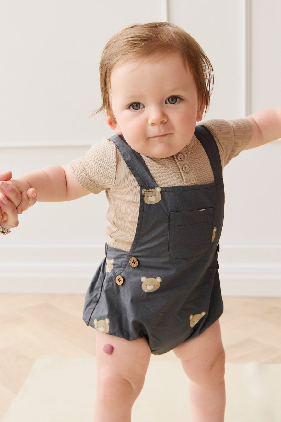 Organic Cotton Robin Playsuit - Bobbie Bears Shadow Childrens Playsuit from Jamie Kay USA