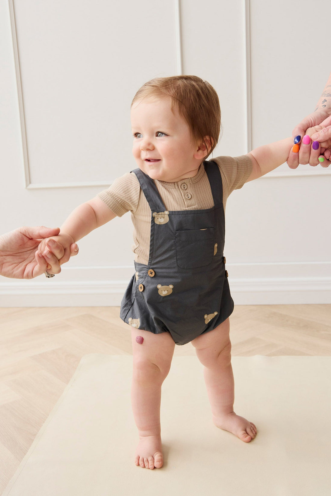 Organic Cotton Robin Playsuit - Bobbie Bears Shadow Childrens Playsuit from Jamie Kay USA