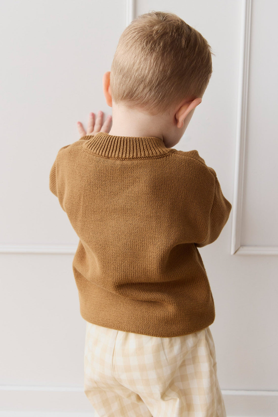 Leon Knit Jumper - Cosy Bobbie Autumn Bronze Childrens Jumper from Jamie Kay USA