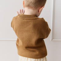 Leon Knit Jumper - Cosy Bobbie Autumn Bronze Childrens Jumper from Jamie Kay USA