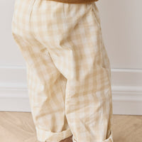 Organic Cotton Kingston Pant - Gingham Pale Khaki Childrens Pant from Jamie Kay USA