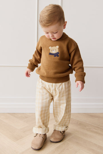 Leon Knit Jumper - Cosy Bobbie Autumn Bronze Childrens Jumper from Jamie Kay USA