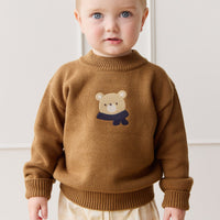 Leon Knit Jumper - Cosy Bobbie Autumn Bronze Childrens Jumper from Jamie Kay USA