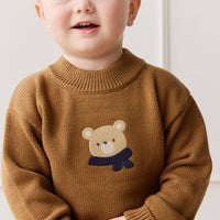 Leon Knit Jumper - Cosy Bobbie Autumn Bronze Childrens Jumper from Jamie Kay USA