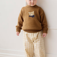 Organic Cotton Kingston Pant - Gingham Pale Khaki Childrens Pant from Jamie Kay USA