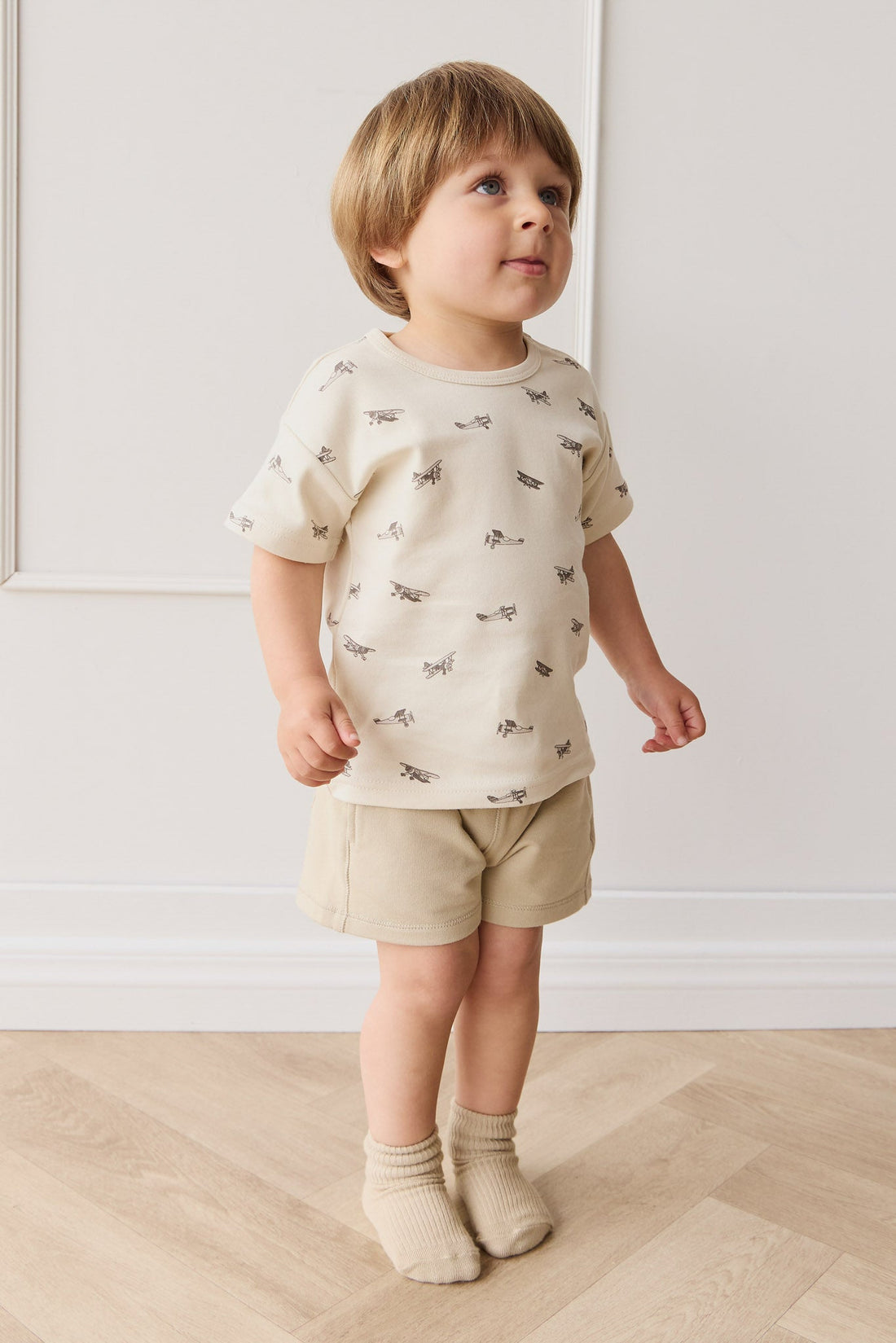 Pima Cotton Hunter Tee - Avion Oat Childrens Top from Jamie Kay USA