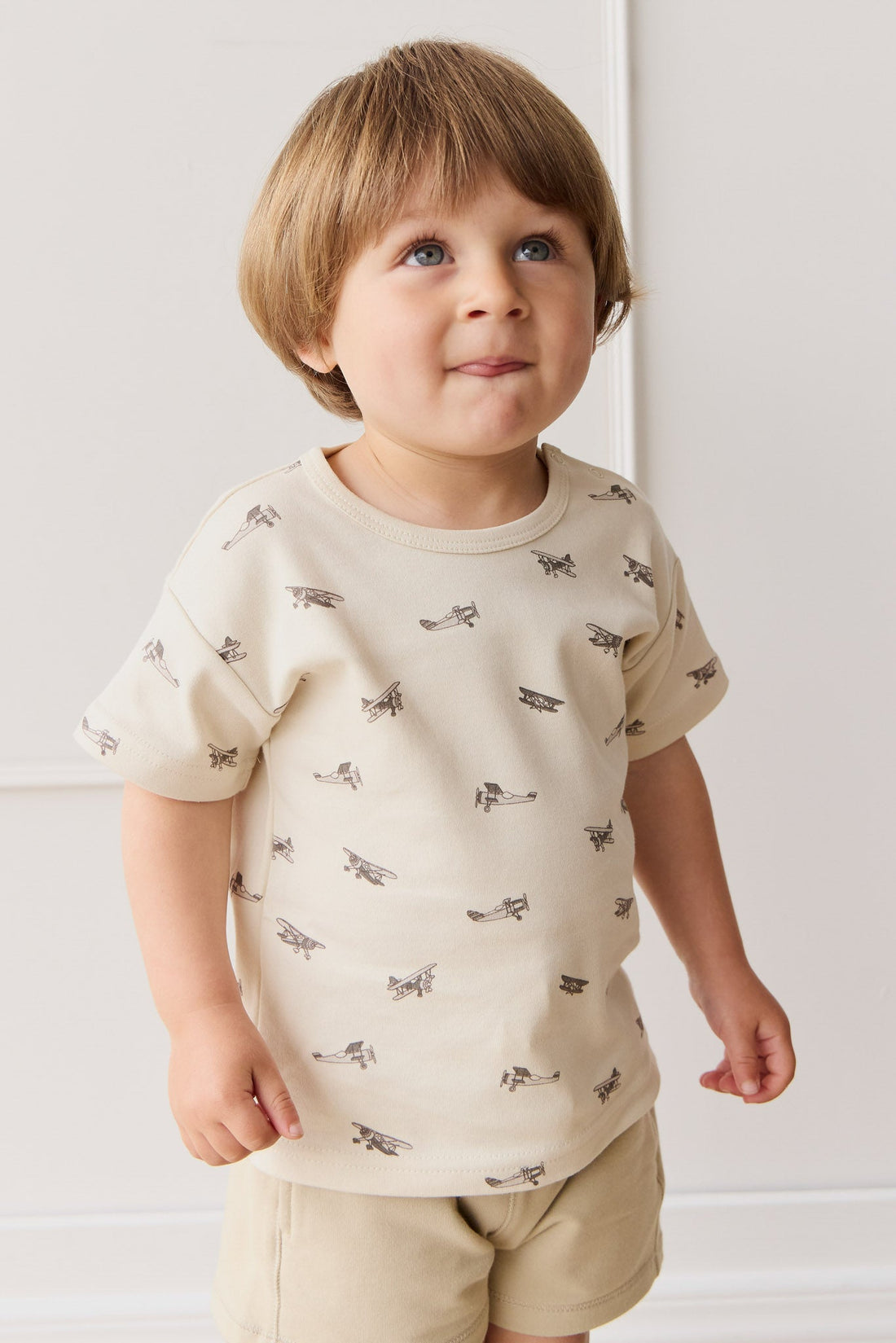 Pima Cotton Hunter Tee - Avion Oat Childrens Top from Jamie Kay USA