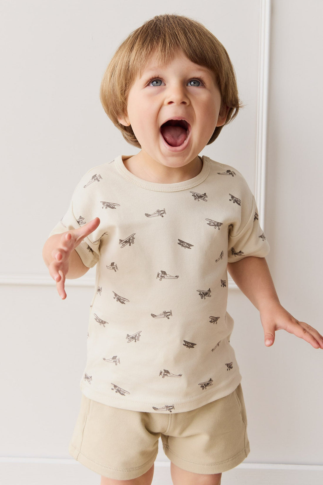 Pima Cotton Hunter Tee - Avion Oat Childrens Top from Jamie Kay USA