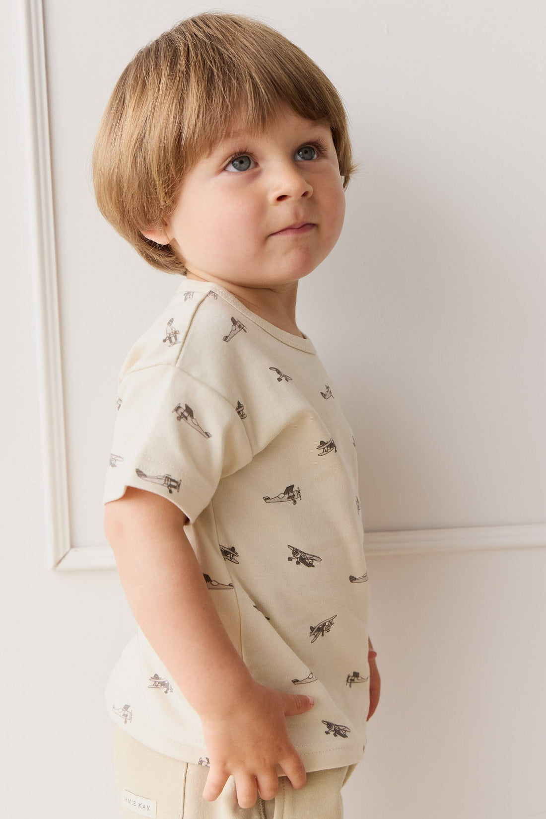 Pima Cotton Hunter Tee - Avion Oat Childrens Top from Jamie Kay USA