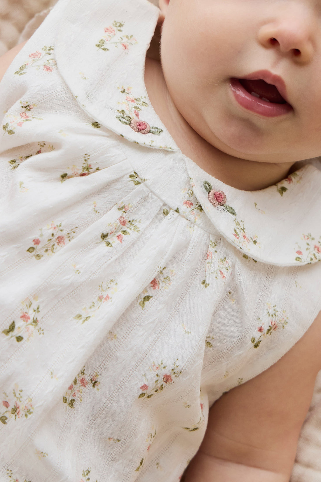 Organic Cotton Brynlee Playsuit - Josepha Egret Childrens Playsuit from Jamie Kay USA