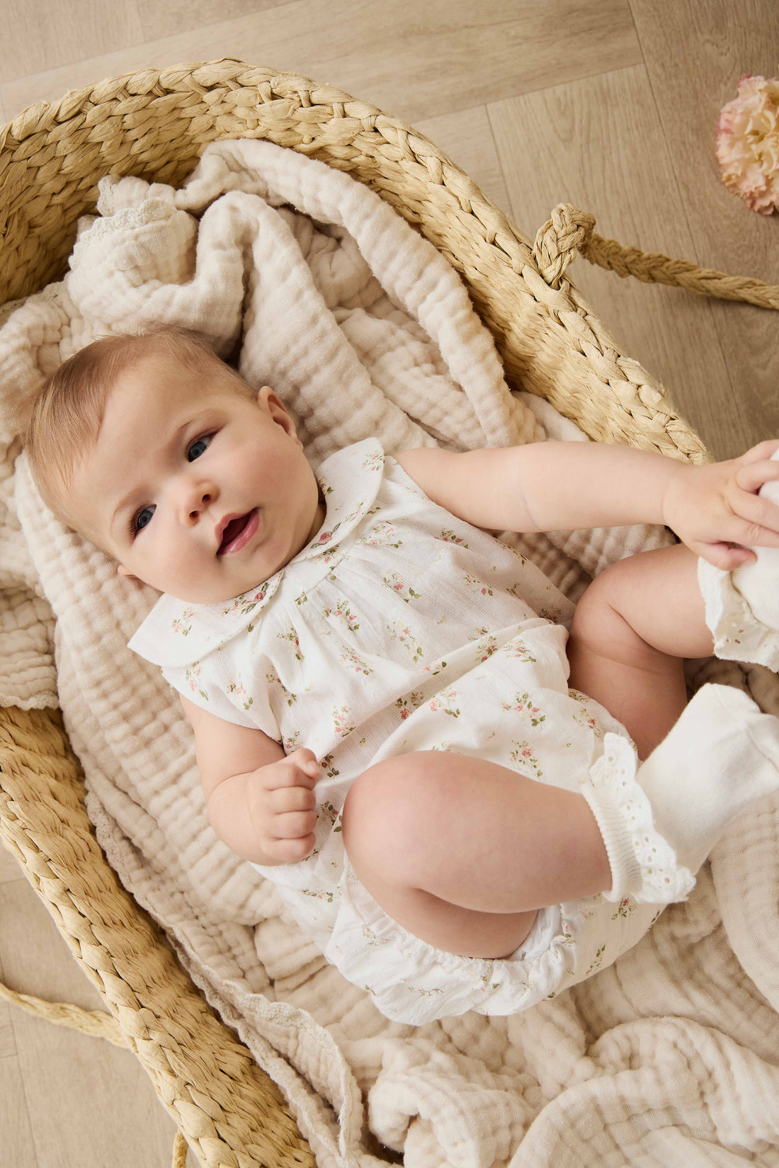 Organic Cotton Brynlee Playsuit - Josepha Egret Childrens Playsuit from Jamie Kay USA