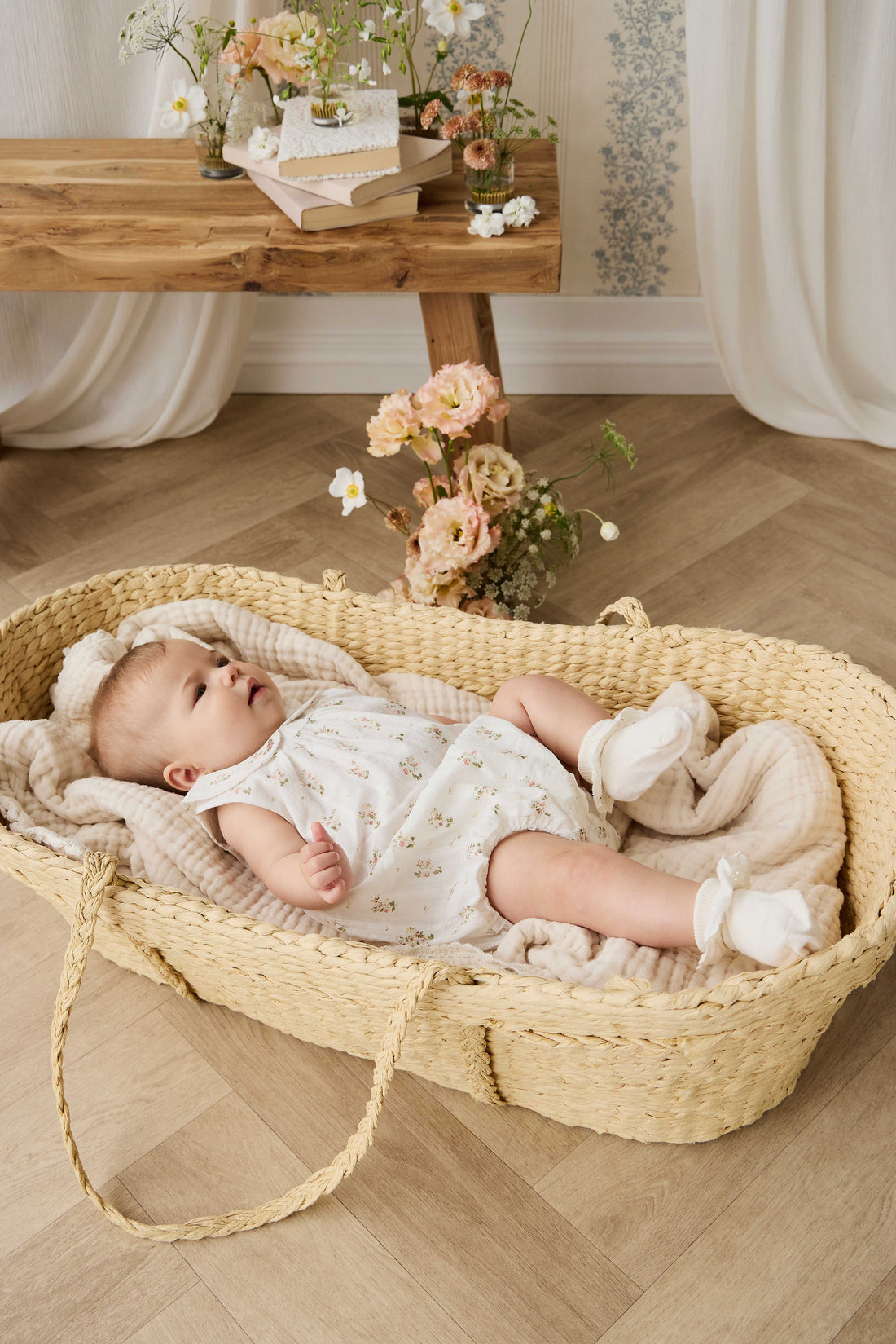 Organic Cotton Brynlee Playsuit - Josepha Egret Childrens Playsuit from Jamie Kay USA