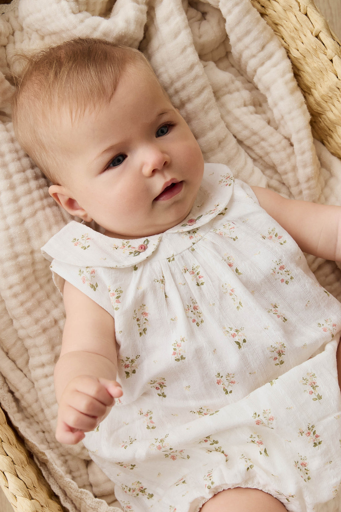 Organic Cotton Brynlee Playsuit - Josepha Egret Childrens Playsuit from Jamie Kay USA