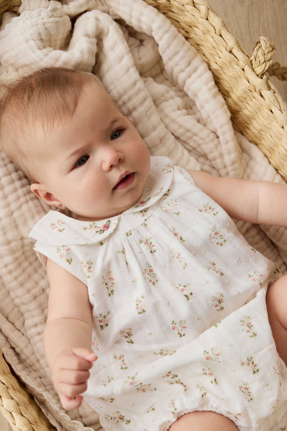 Organic Cotton Brynlee Playsuit - Josepha Egret Childrens Playsuit from Jamie Kay USA