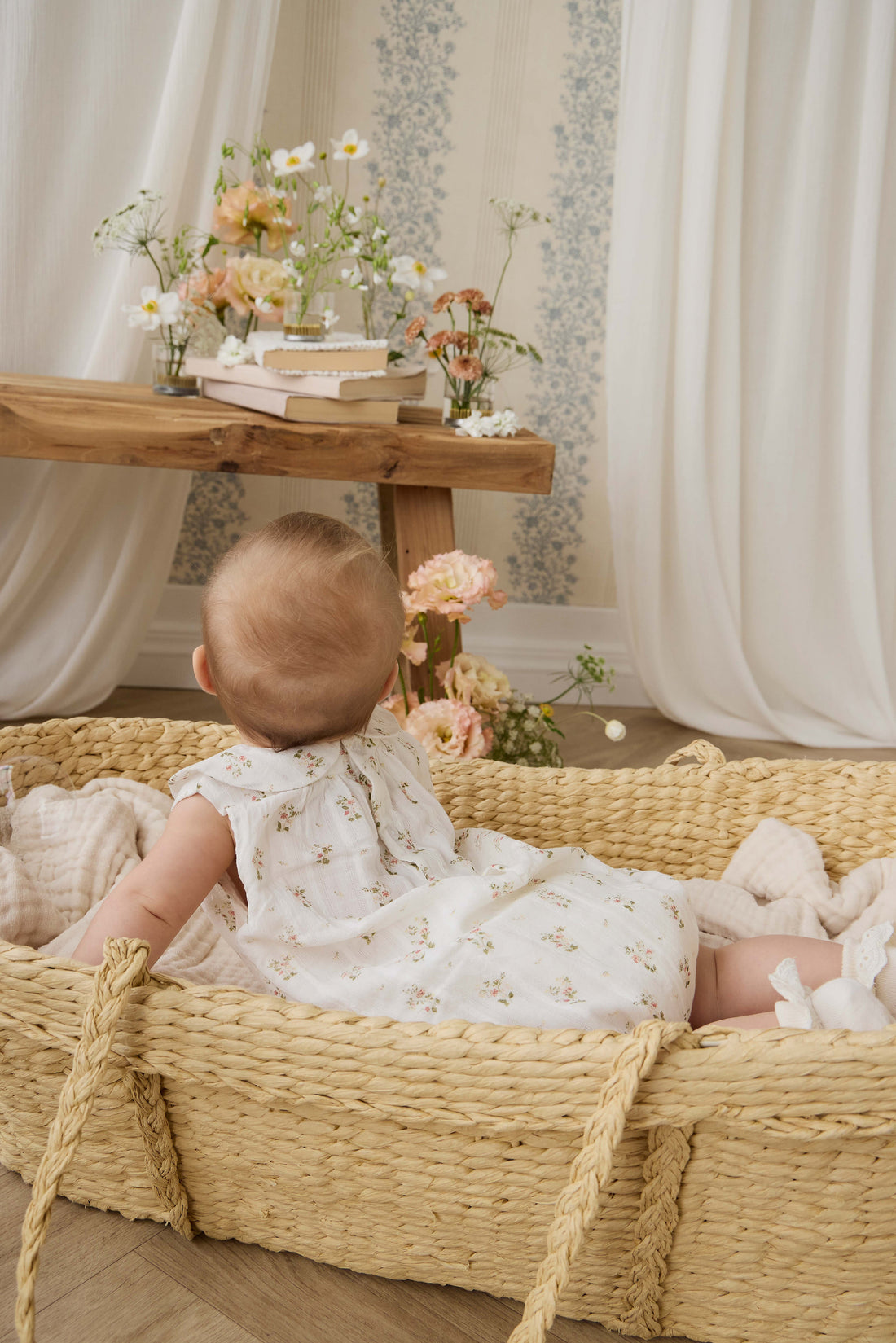 Organic Cotton Brynlee Playsuit - Josepha Egret Childrens Playsuit from Jamie Kay USA