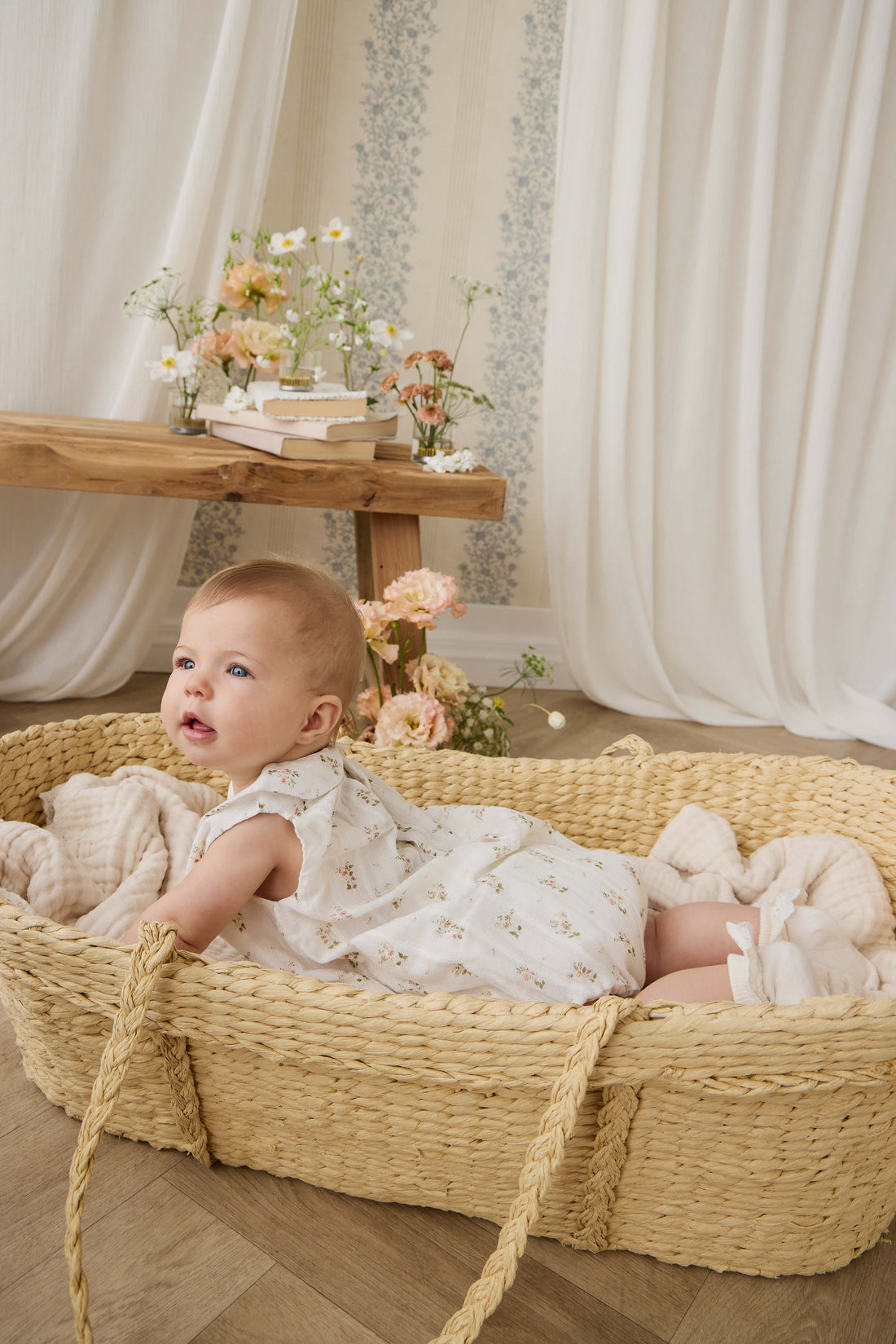 Organic Cotton Brynlee Playsuit - Josepha Egret Childrens Playsuit from Jamie Kay USA