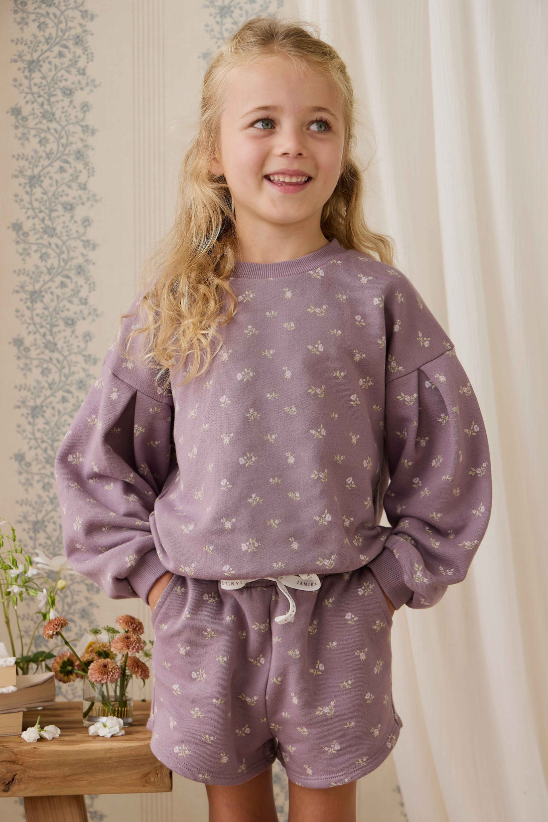 Organic Cotton Elara Sweatshirt - Isla Plum Childrens Sweatshirting from Jamie Kay USA
