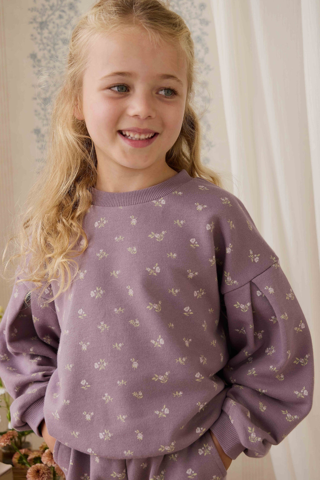 Organic Cotton Elara Sweatshirt - Isla Plum Childrens Sweatshirting from Jamie Kay USA