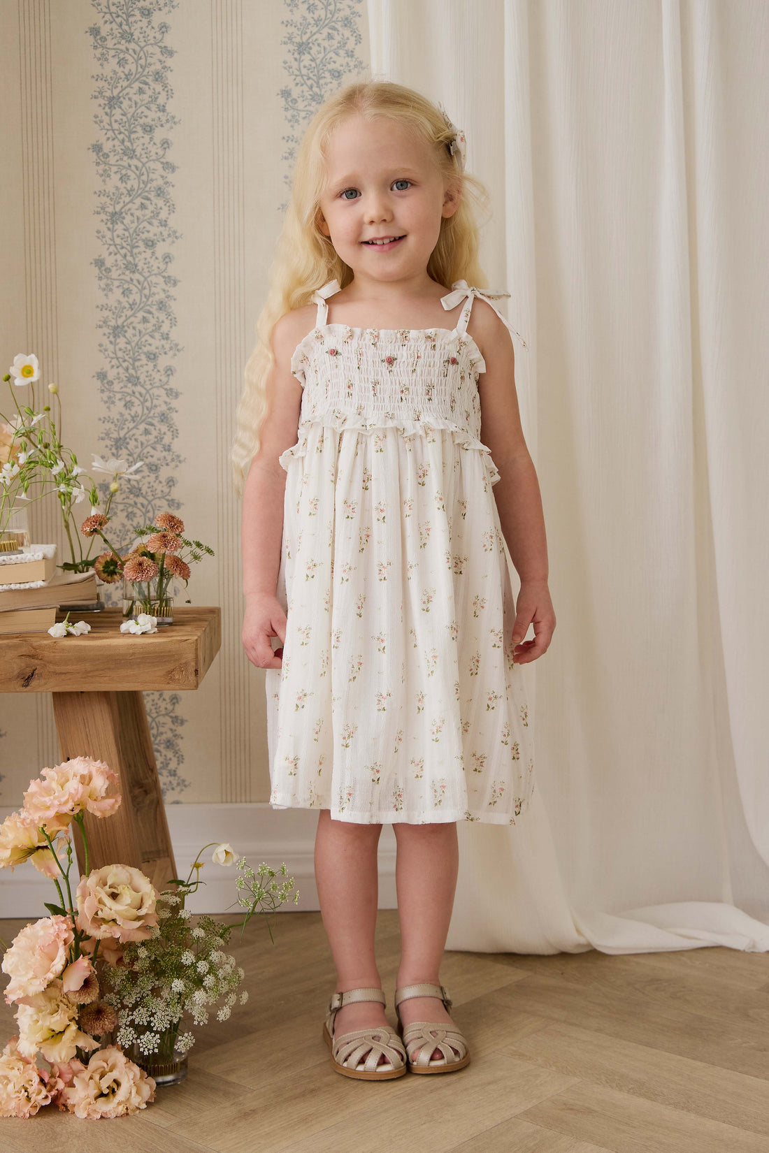 Organic Cotton Saylor Dress - Josepha Egret Childrens Dress from Jamie Kay USA