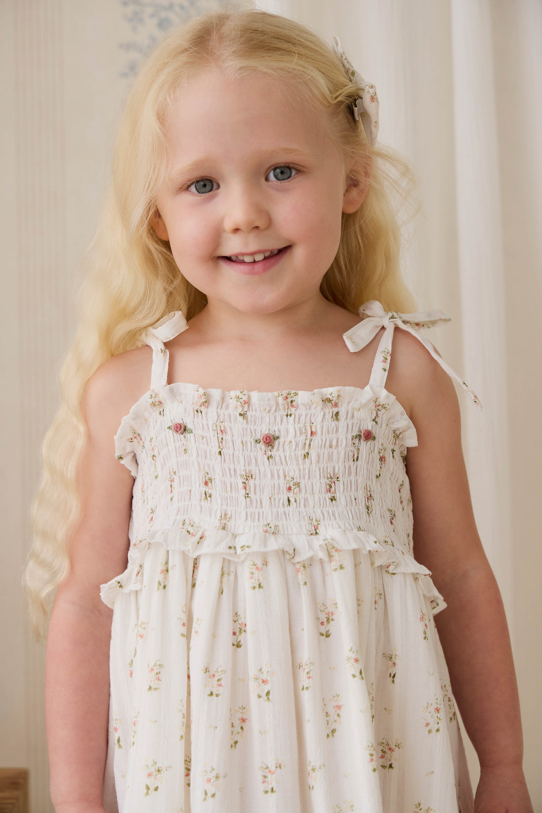 Organic Cotton Saylor Dress - Josepha Egret Childrens Dress from Jamie Kay USA
