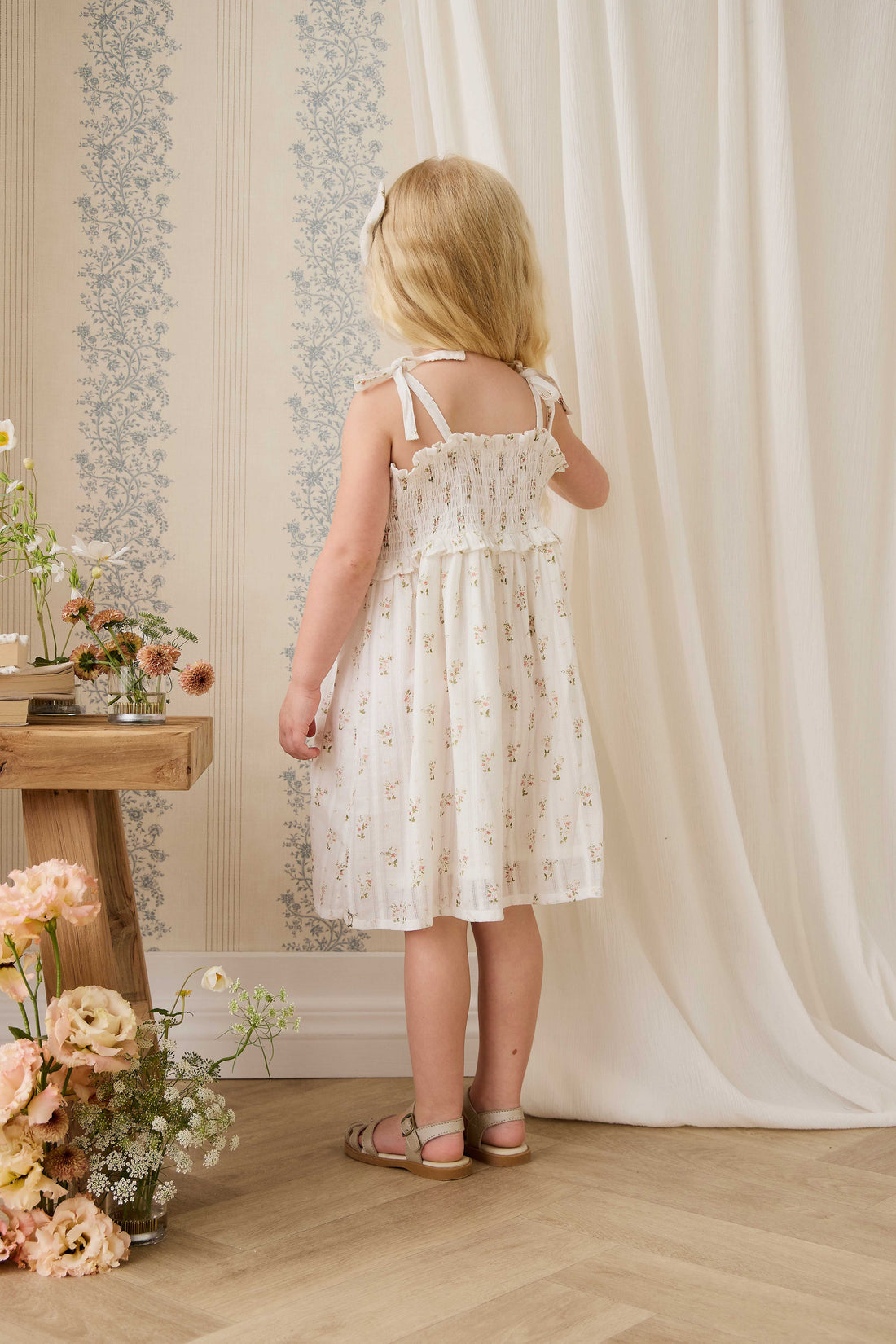 Organic Cotton Saylor Dress - Josepha Egret Childrens Dress from Jamie Kay USA