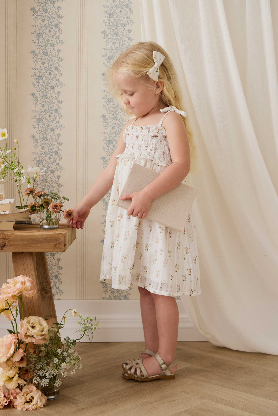 Organic Cotton Saylor Dress - Josepha Egret Childrens Dress from Jamie Kay USA