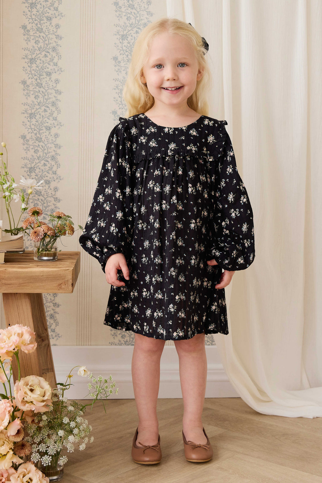 Organic Cotton Gianna Dress - Cassie Caviar Childrens Dress from Jamie Kay USA